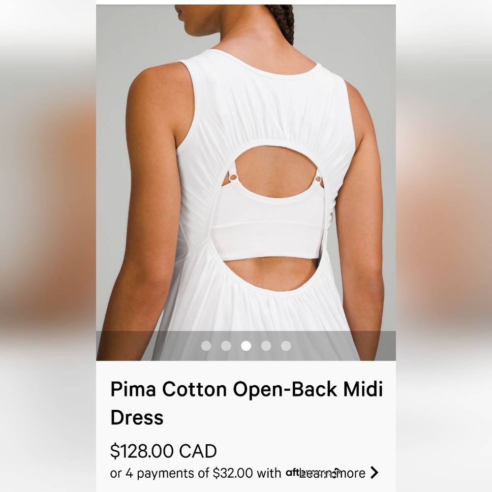Pima cotton open back midi dress sz 6 white - Picture 7 of 8